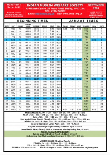 karimia institute namaz timetable
